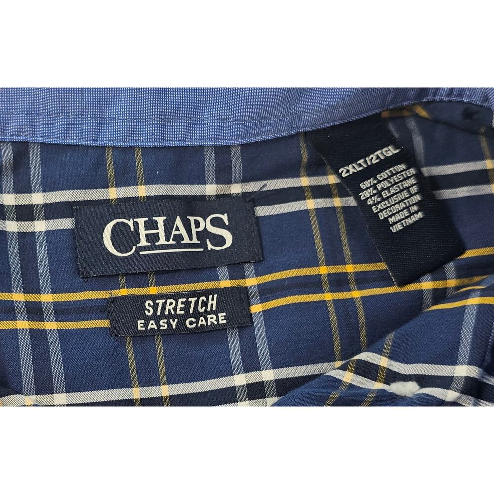 NWT 2XLT 2XL TALL Chaps Easy Care no iron long sleeve plaid button up casual - Picture 5 of 7